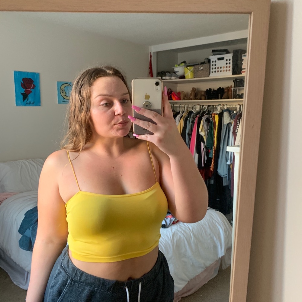 Yellow tank top with thin straps